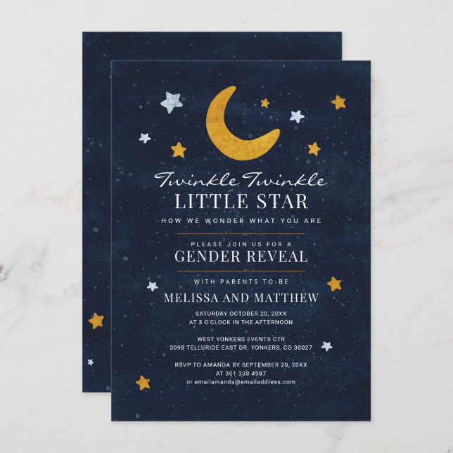 Convite Sexo Revela Estrelas de Lua de Garota Chá de frald (Frente/Verso)