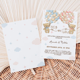 Convite Sexo Revelação Urso Pastel Rosa e Menina Azul