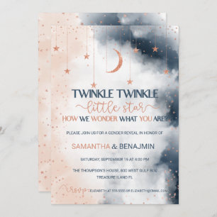 Convite Sexo Revelar Convite, Rosa Esbranquiçada e Azul Ma