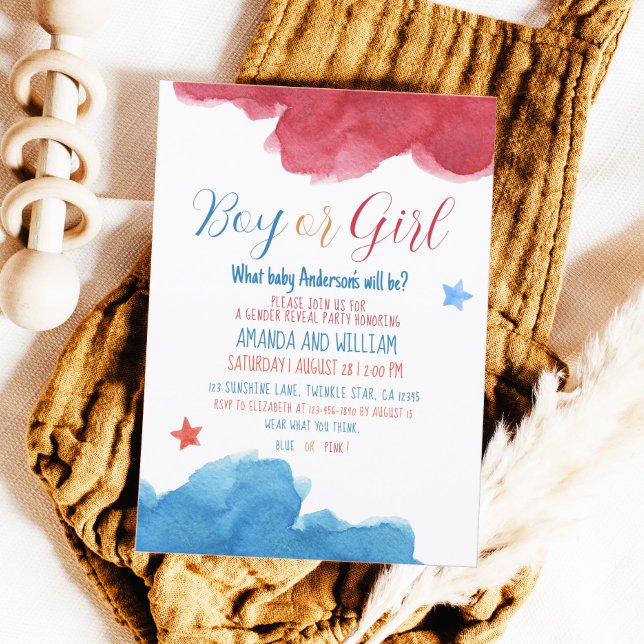 Convite Sexo Revelar Partido Rosa e Azul (Criador carregado)