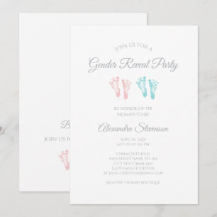 Convite Sexo Simples Revelar Pegadas em Bonito de Chá de f