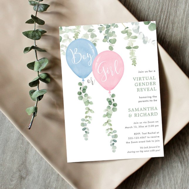 Convite Sexo virtual revela balão moderno de eucalipto (Criador carregado)