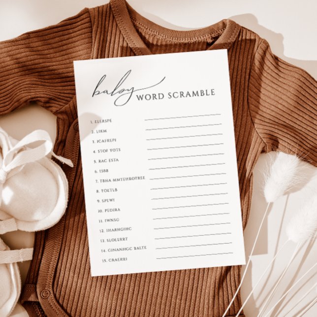 Convite Sexo Whimsical Sexo Neutro Baby Word Scramble Card (Criador carregado)