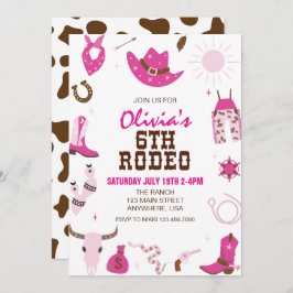 Convite Sexta Rodeo Rosa Quente, 6 Ocidental Aniversário