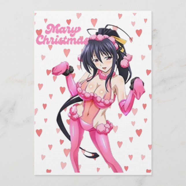 Convite Sexy Santa Marry Cristmas Pink Heart Anime Diva (Frente)