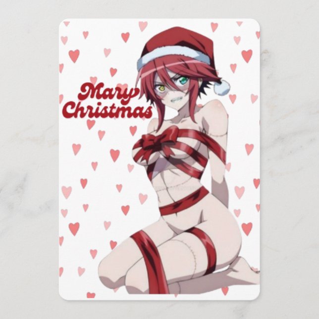 Convite Sexy Santa Marry Cristmas Wrapped Anime Girl (Frente)