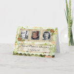 Convite Shabby Chic Photo 80th Birthday Party Invitation<br><div class="desc">Shabby Chic Photo 80th Birthday Party Invitation on green and peach floral background with three photos.</div>