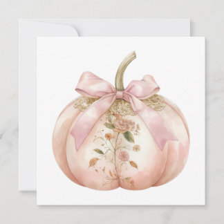 Convite Shabby Chic Rosa Floral Abóbora Coquette Outono