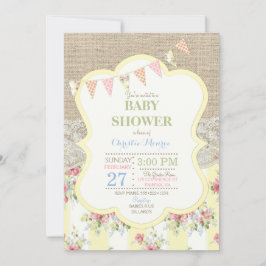 Convite Shabby Russo Chic Lace Burlap