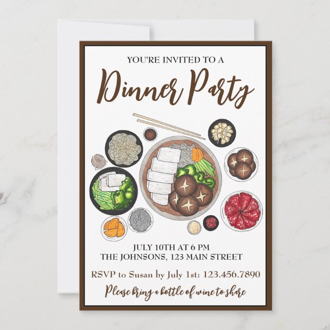 Convite Shabu-Shabu, Comida do partido japonês Hotpot (Frente)