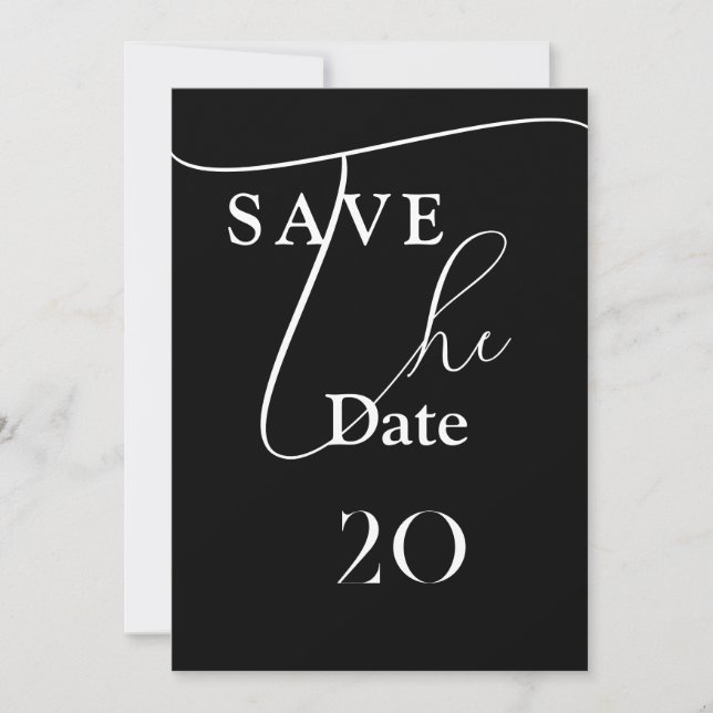 Convite Shailene Black and White Weding Save The Date (Cas (Frente)