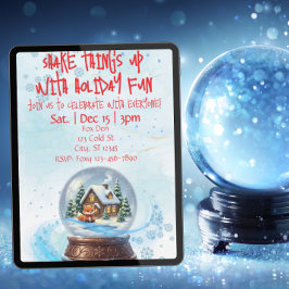 Convite Shake Things Up Holiday Fun, Snow Globe Fox 