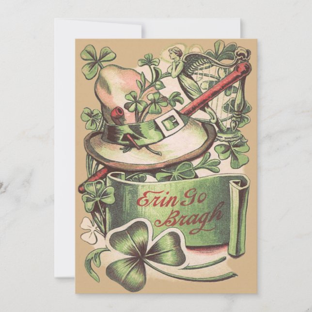 Convite Shamrock Buckle Hat Pipe Shillelagh (Frente)