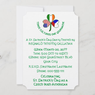 Convite Shamrock Czechia Ireland USA Personalize Text