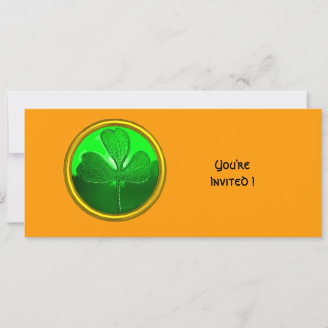 CONVITE SHAMROCK GEMSTONE VERDE, DIA DE SÃO PATRÍCIO (Frente)
