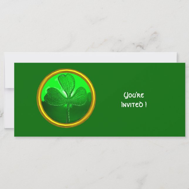 CONVITE SHAMROCK GEMSTONE VERDE, DIA DE SÃO PATRÍCIO (Frente)