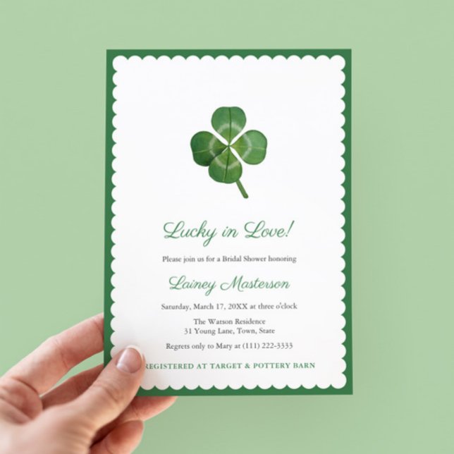 Convite Shamrock Lucky In Love St Patricks Chá de panela (Lucky In Love! Bridal Shower theme perfect for St Patrick's Day or for a bride with Irish Heritage)