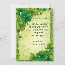 Convite Shamrocks e Ruas Celta de Frame Knot. Dia de Patri