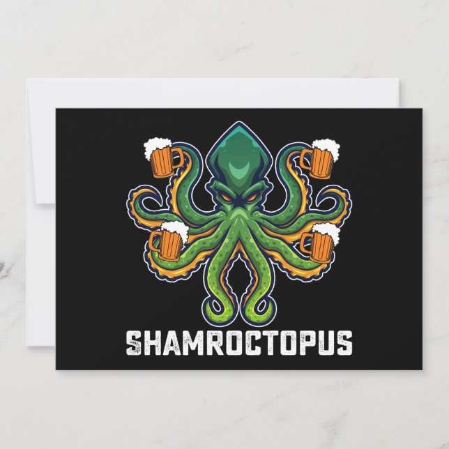 Convite Shamroctopus Octopus Lover Dia de São Patrício (Frente)