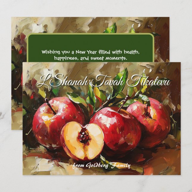 Convite Shana Tova Apple Orchard Blessings Card (Frente/Verso)