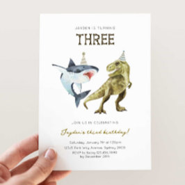 Convite Shark & Dino 3º dia B Convidar, T-rex Shark Party