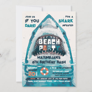 Convite Sharktastic Summer BEACH Party
