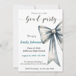 Convite She did it Graduation invitation Photo Blue Bow 