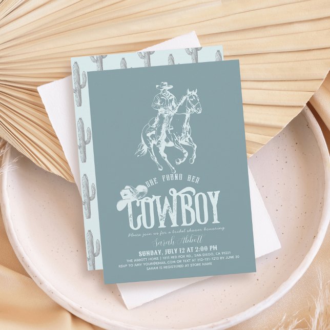 Convite She Found Her Cowboy Dusty Blue Bridal Shower (Criador carregado)