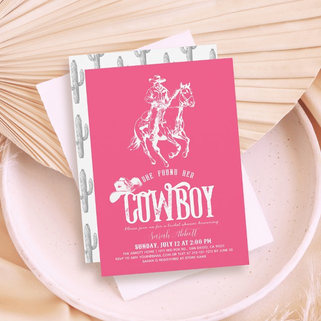 Convite She Found Her Cowboy Pink Bridal Shower (Criador carregado)