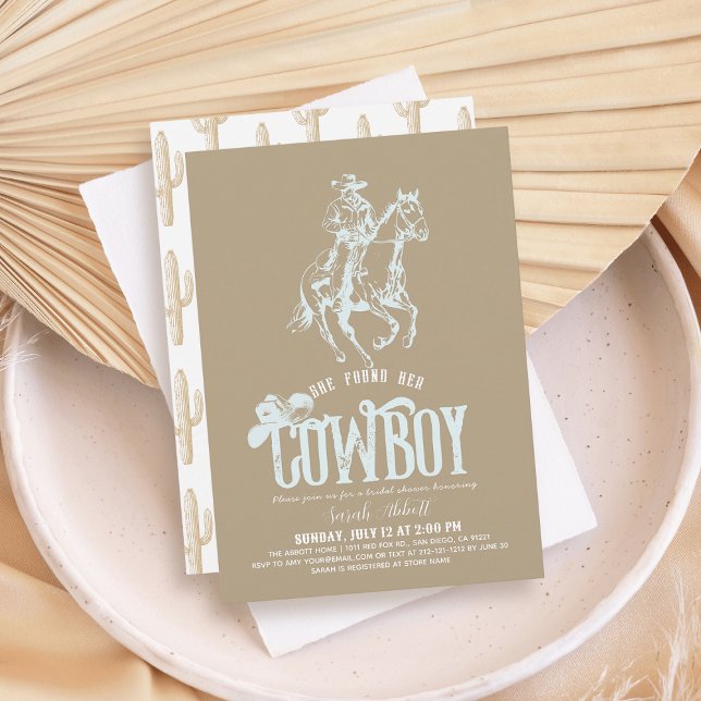 Convite She Found Her Cowboy Sand Beige Bridal Shower (Criador carregado)