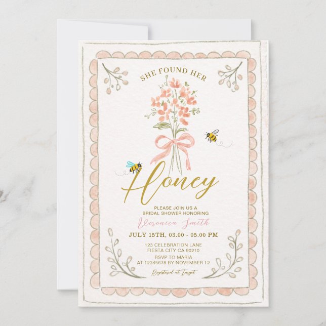 Convite She Found Her Honey Bee Bridal Shower (Frente)