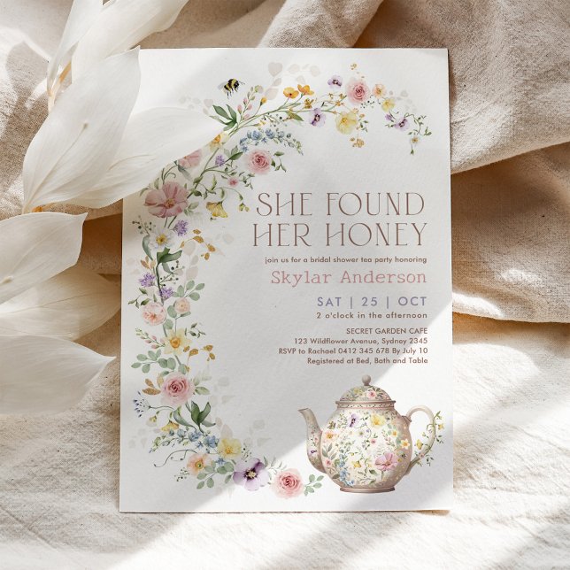 Convite She Found Her Honey Wildflower Bridal Shower Tea (Criador carregado)