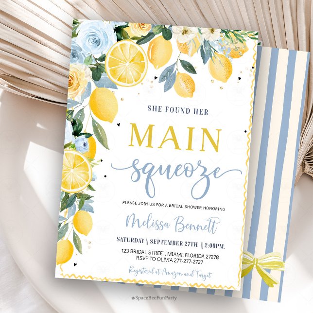 Convite She Found Her Main Squeeze Lemon Bridal Shower  (She Found Her Main Squeeze Lemon Bridal Shower Invitation
she found her main squeeze, lemon bridal s)