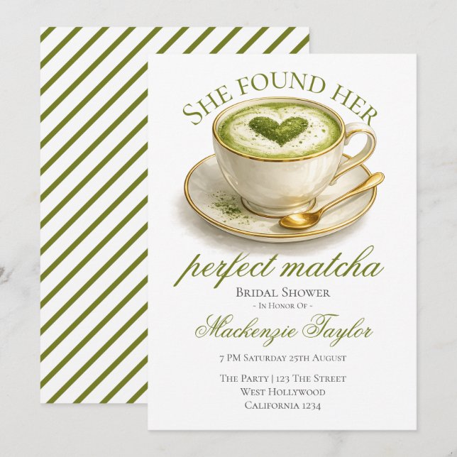 Convite She Found Her Perfect Matcha Bridal Shower  (Frente/Verso)
