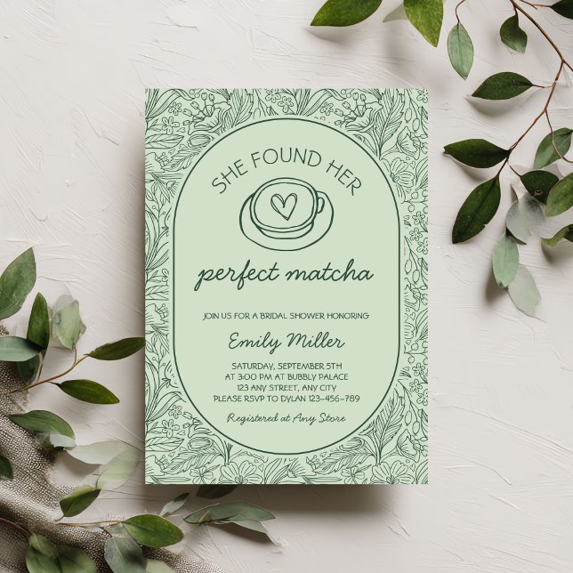 Convite She Found Her Perfect Matcha Bridal Shower (She Found Her Perfect Matcha Bridal Shower Invitation)