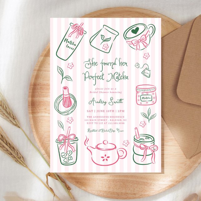 Convite She Found Her Perfect Matcha Pink Bridal Shower (Criador carregado)