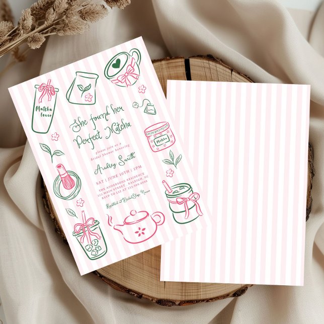 Convite She Found Her Perfect Matcha Pink Bridal Shower (Criador carregado)