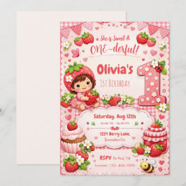 Convite She is Sweet and Onederful 1st Birthday Invitation