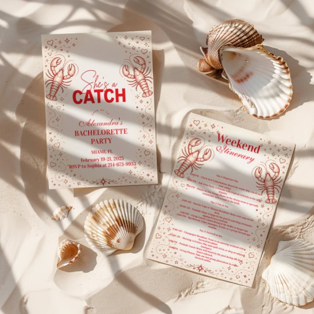Convite She’s a Catch Lobster Bachelorette Party (Criador carregado)
