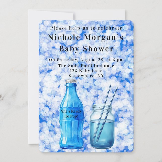 Convite She’s Ready To Pop Boy Baby Shower (Frente)