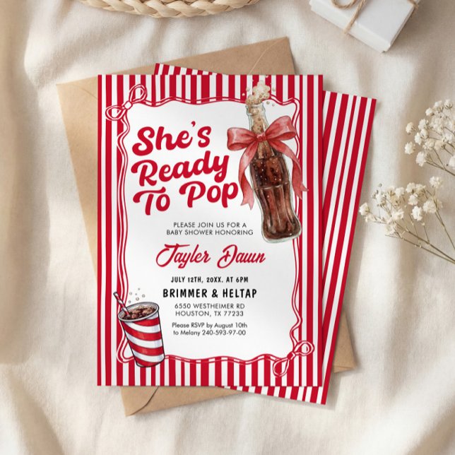 Convite She’s Ready to Pop Cola Bottle Baby Shower  (Criador carregado)