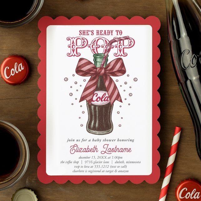Convite She’s Ready to Pop Cola Bottle Baby Shower (She’s Ready to Pop Cola Bottle Baby Shower Invitation)