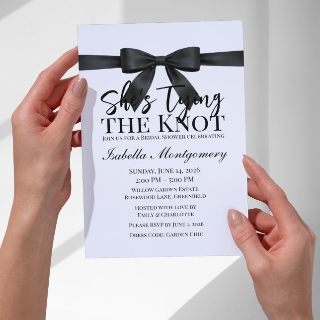 Convite She’s Tying the Knot Theme Black Bow (She’s Tying the Knot Theme Black Bow Invitation
)