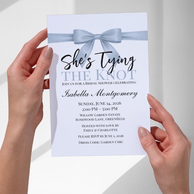 Convite She’s Tying the Knot Theme Dusty Blue Bow (She’s Tying the Knot Theme Dusty Blue Bow Invitation
)