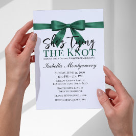 Convite She’s Tying the Knot Theme Emerald Green Bow