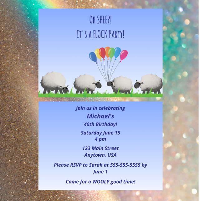 Convite Sheep Party Invite – Oh Sheep It’s a Flock Party (Criador carregado)