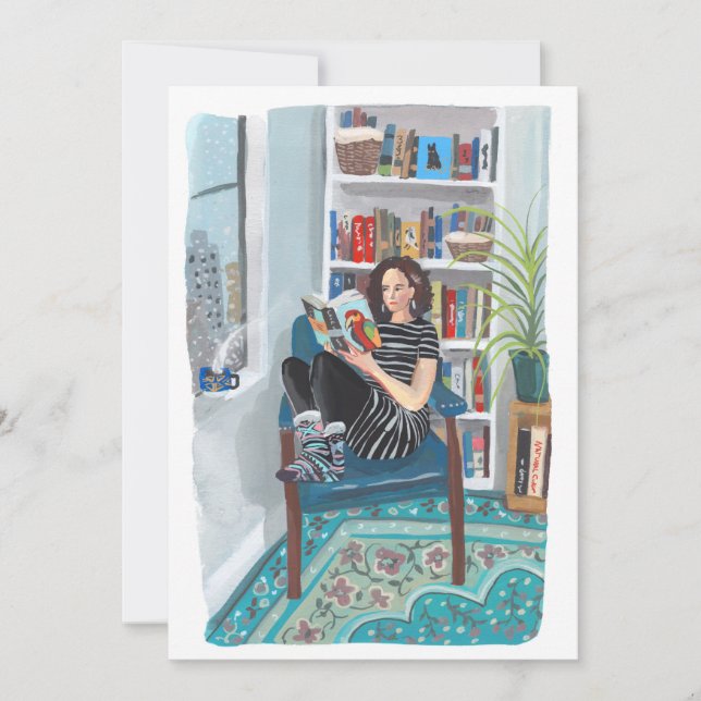 Convite Shelfie Selfie (Jeny lendo em casa) (Frente)