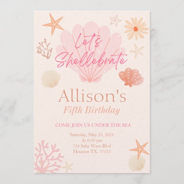 Convite Shell Birthday Invitation  (Frente)
