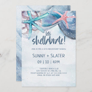 Convite Shellabration   Aniversário da Beach Seashells