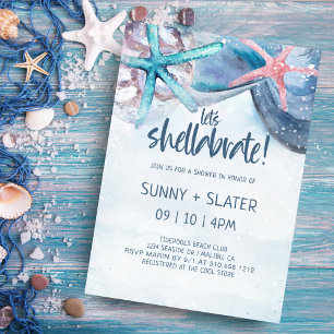 Convite Shellabration Praia Conchas Casamento Chuveiro